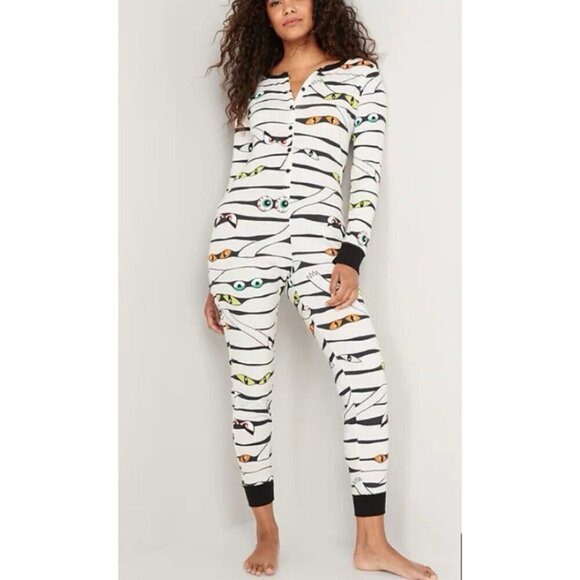 Old Navy Halloween Pajamas Sz Small Matching Family Glow in the Dark Mummy Eyes - Picture 2 of 15